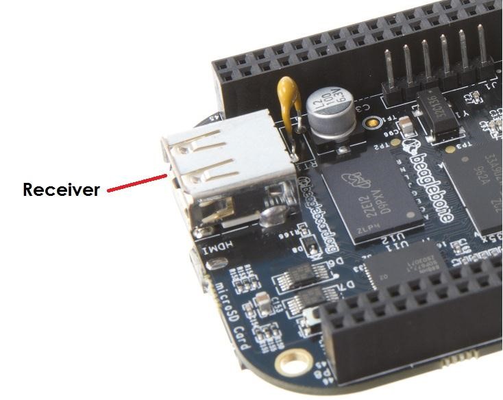 Connect Keyboard and Mouse Receiver to the Board